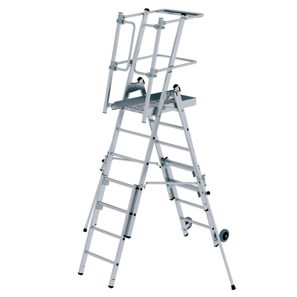 Günzburger Steigtechnik Plattformleiter FlexxStep 5 Sprossen mit Teleskopaufsatz 3 Sprossen - 052536