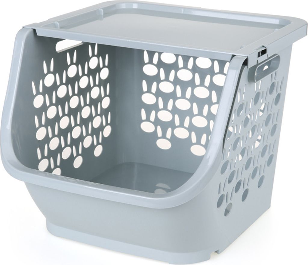 Set Aufbewahrungskorb, stapelbar, platzsparend, Tragegriff, hohles Design, hohe Kapazität, Küchen-Organizer für Obst und Gemüse, Regal für Hau...