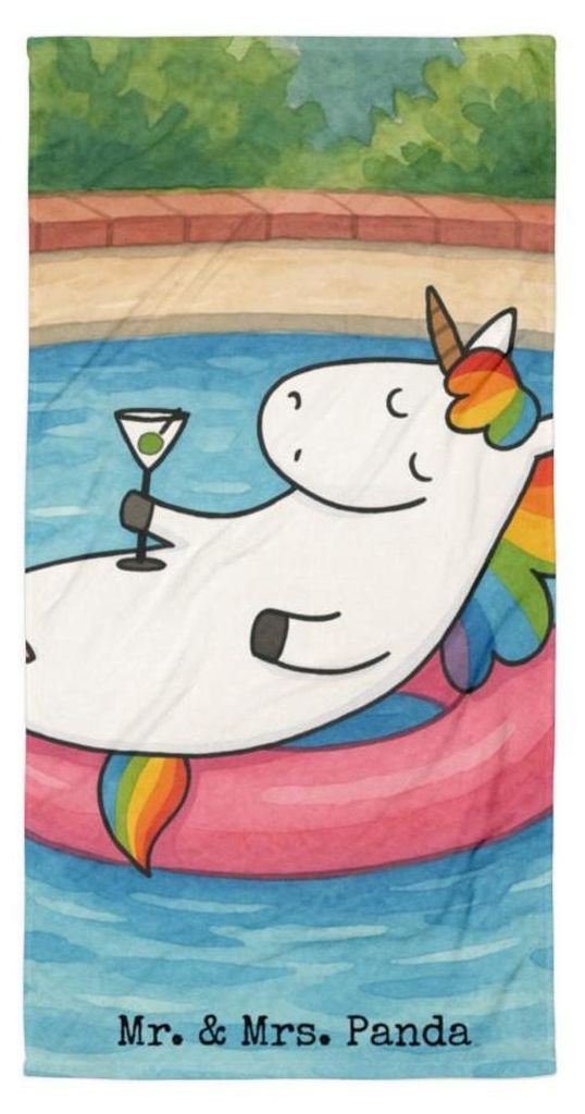 Mr. & Mrs. Panda Strandtuch Einhorn Cocktail Design - Weiß - Geschenk, Caipirinha, Großes Badehandtuch, Duschhandtuch, Duschtuch, Handtuch, Rum, ...