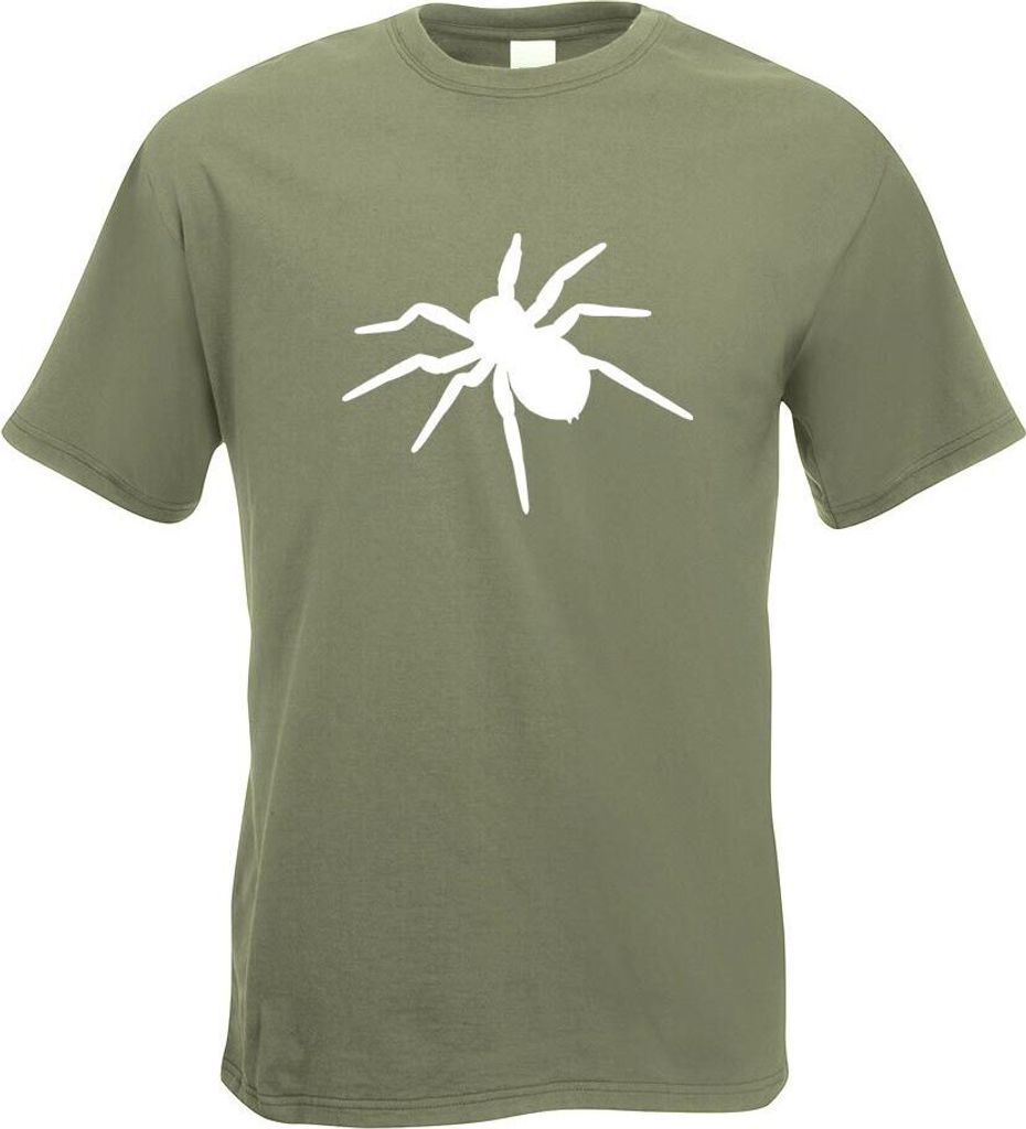 Kiwistar - T-Shirt - Olive - Spinne Spider Silhouette 3 Motiv Bedruckt Funshirt Design Print - mit Motiv Bedruckt - Funshirt Design - Sport - Freiz...