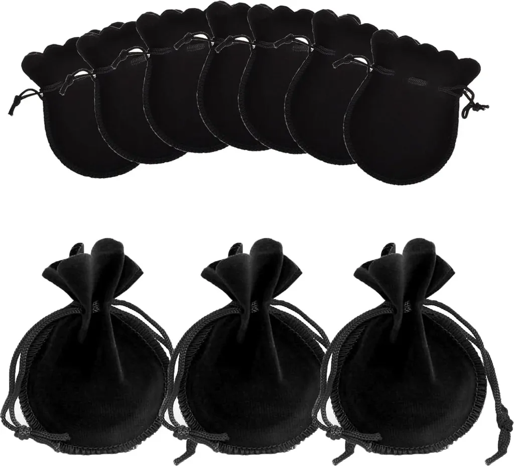 Sachets cadeaux en velours noir lot de 50 pour dragées et petits bijoux