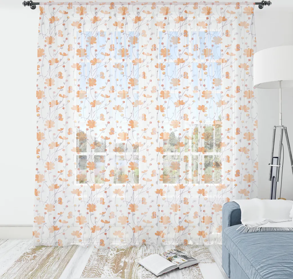 ABAKUHAUS Arazzo floreale, Composizione generata digitalmente di fiori di cosmos in fiore, Arazzo in raso setoso per soggiorno e camera da letto, 240 cm x 274 cm, Pesca scuro Melanzana chiaro