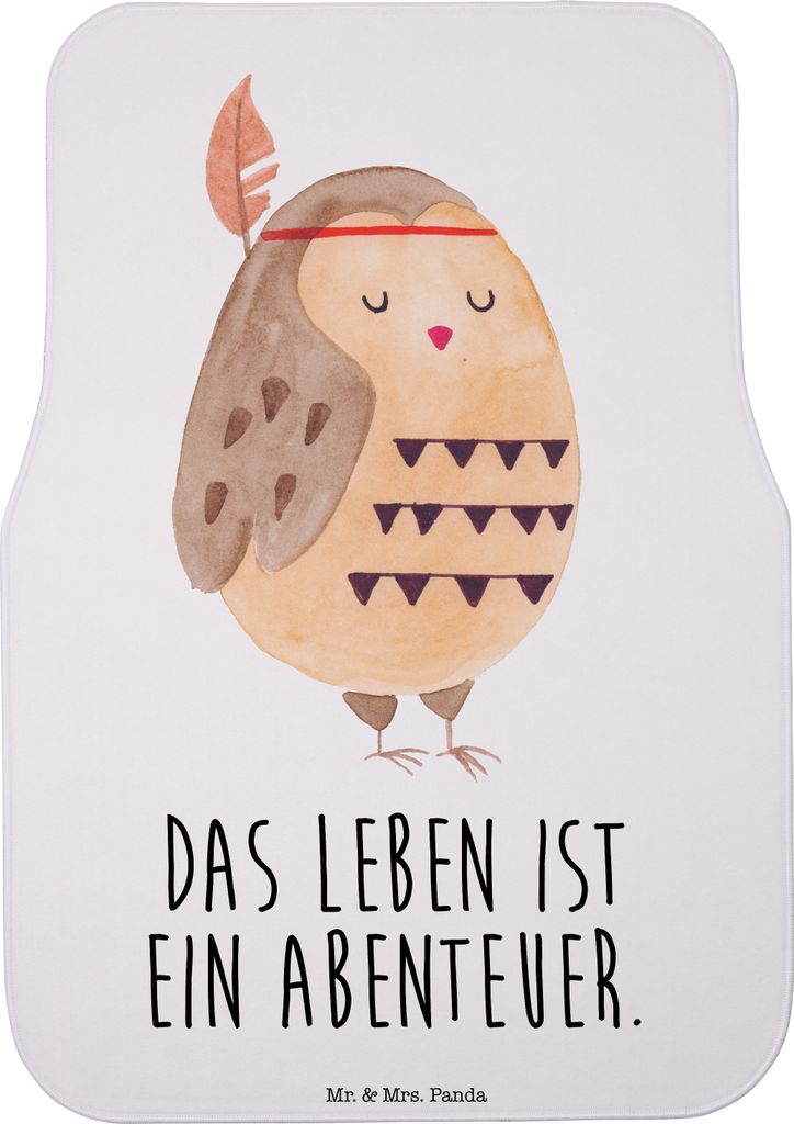 Mr. & Mrs. Panda Automatte Eule Federschmuck - Weiß - Geschenk, Fußmatte Fürs Auto, Auto-Fußmatte, Waldtiere, Autoteppich, Abenteuer, Dekoratio...