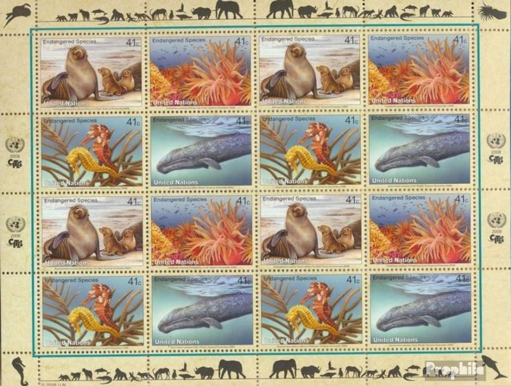 Briefmarken UNO - New York 2008 Mi 1079-1082Klb Kleinbogen (kompl.Ausg.) postfrisch Meerestiere