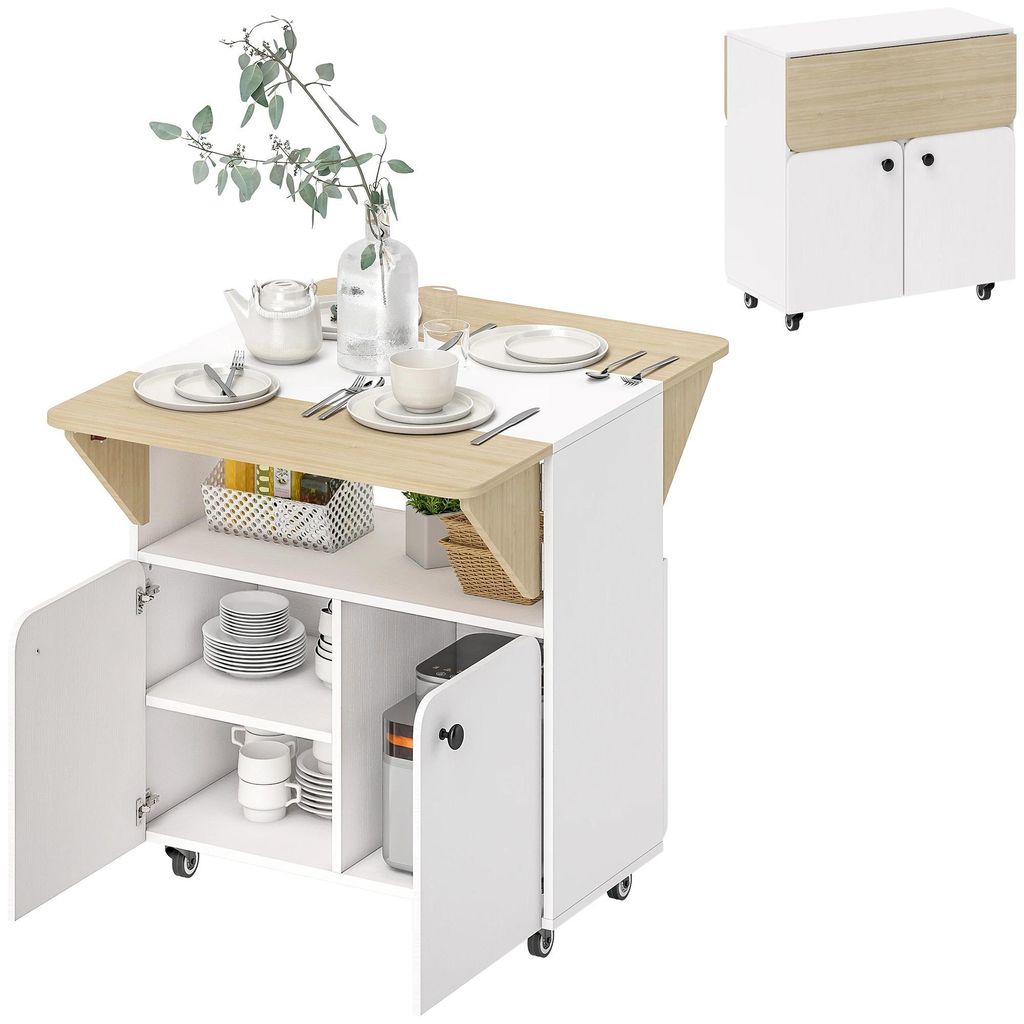 Klapptisch - Faltbarer Tisch - Spanplatte & Stahlgestell - 70 x 83 x 75 cm - Modernes Design - Montage erforderlich - Weiß + Naturholz