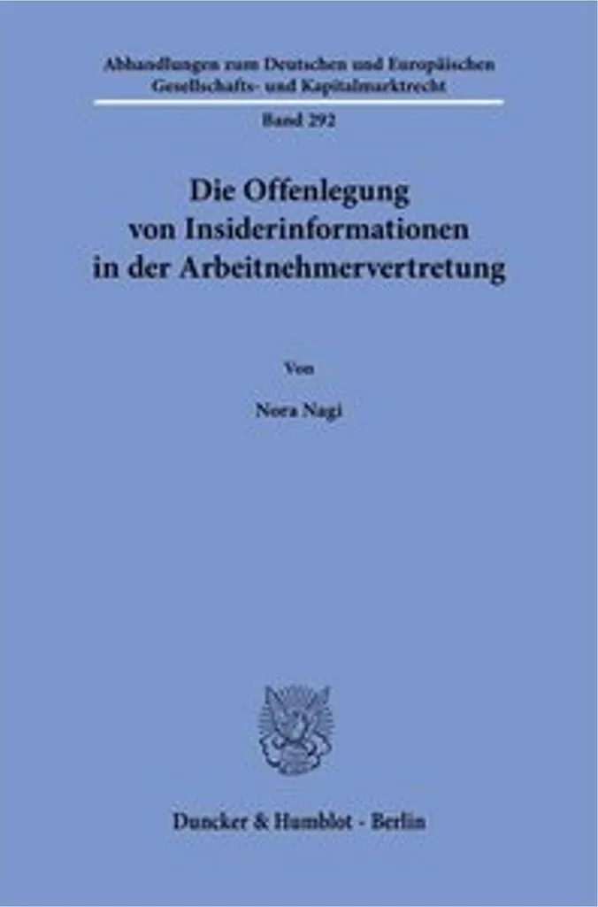 Ouvrage juridique Die Offenlegung von Insiderinformationen format broché