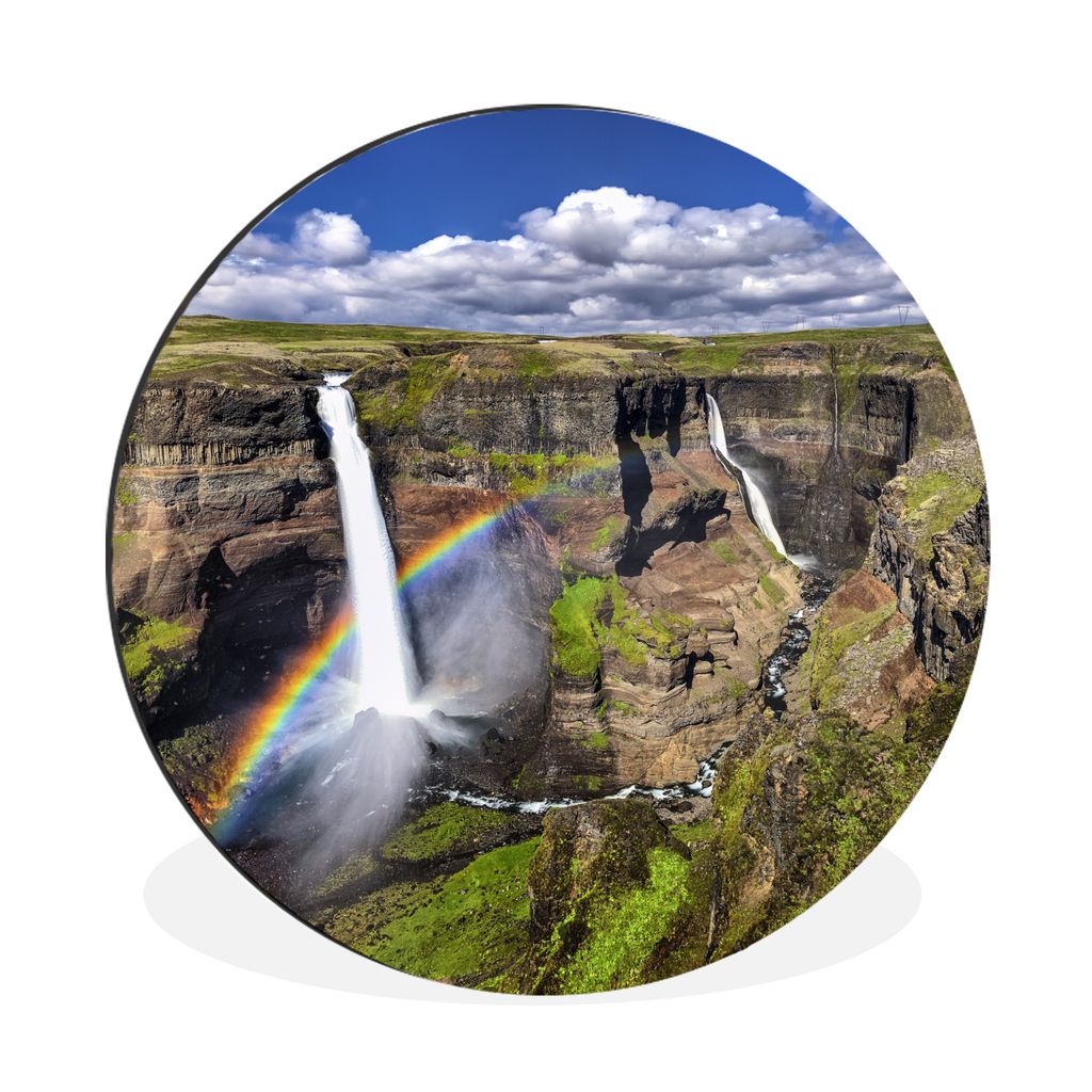 MuchoWow Aluminium Wandkreis Regenbogen im Jasper National Park in Kanada Ø 30 cm Wanddeko Modern Wohnzimmer - Wand Bild - Wohnzimmer - Runde Bi...