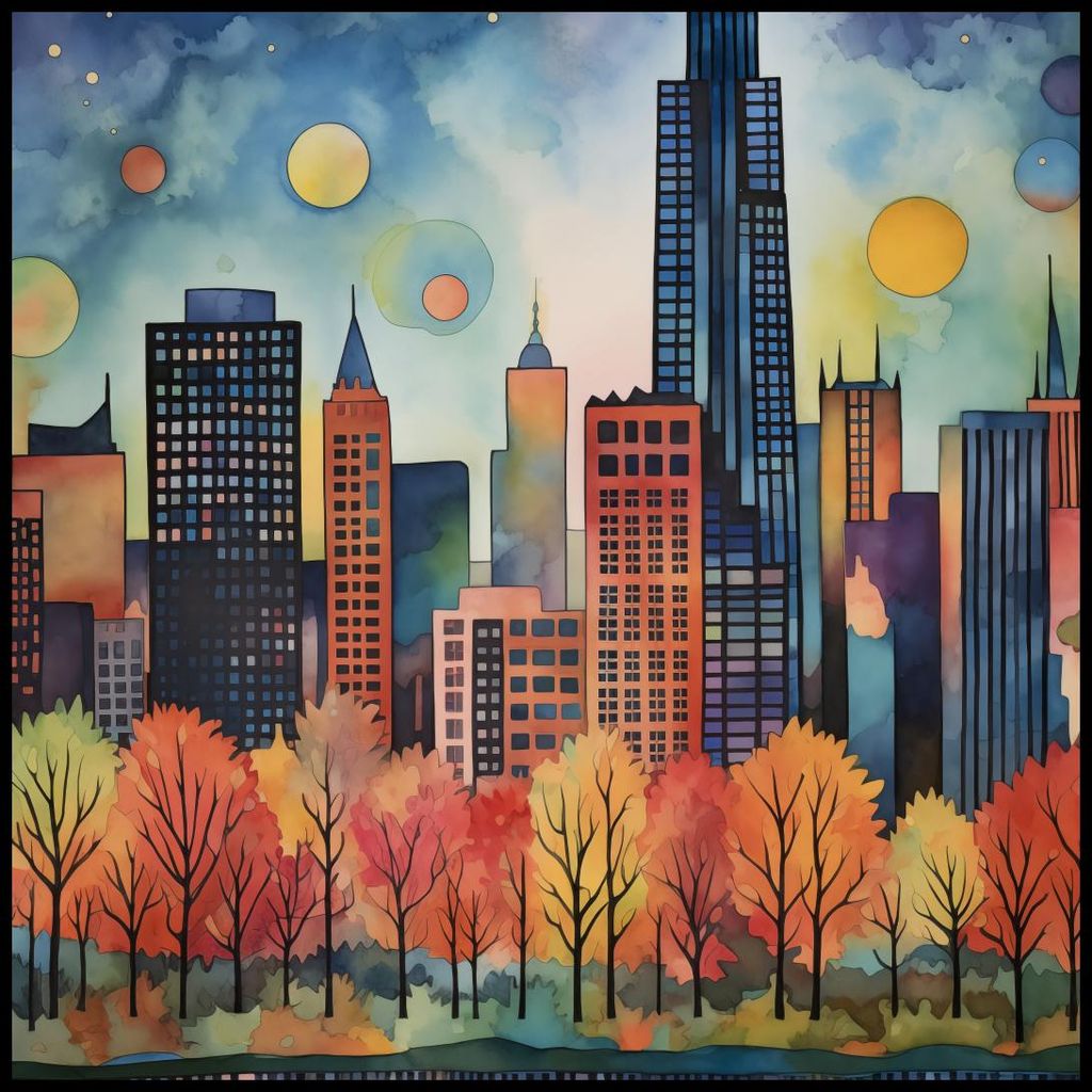 Plakat 90x90cm Panorama Malerische Stadt