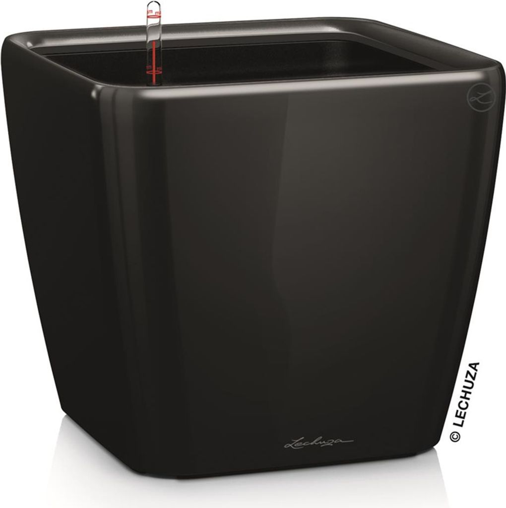 LECHUZA Pot de fleurs QUADRO Premium LS 35 Noir brillant | Image du produit 