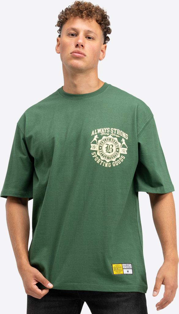 Herren T-Shirt Oversize WALDORF Bottle Green/Yellow S BENLEE
