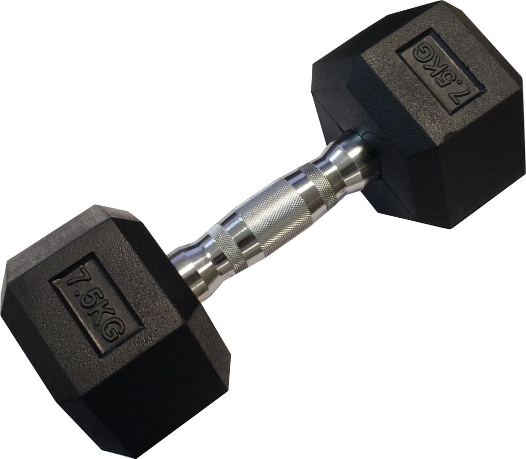 Einhand-Sechskant-Hantel HEX 7,5 kg gummiert Produktbild 