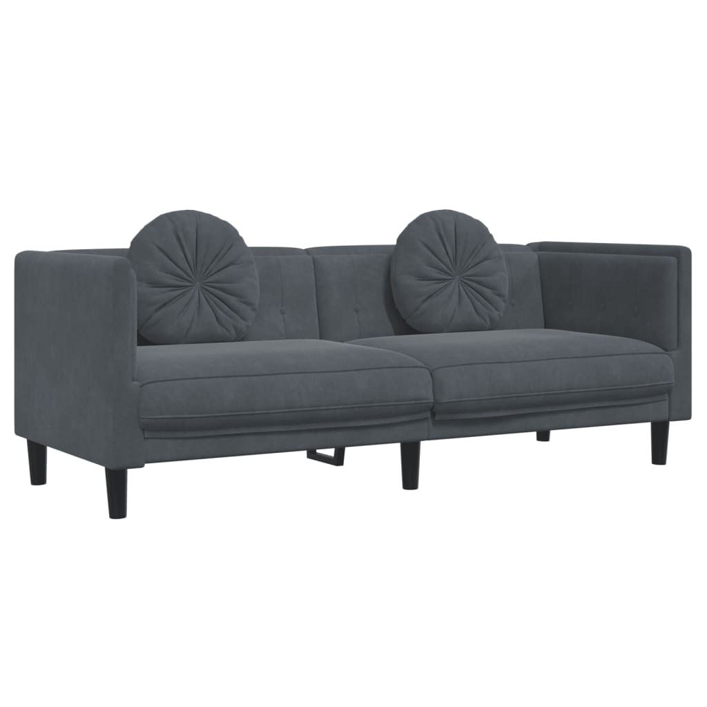 Sofa mit Kissen 3-Sitzer Dunkelgrau Samt Produktbild 