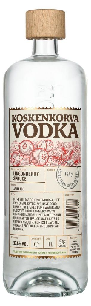 Koskenkorva Vodka LINGONBERRY SPRUCE Flavoured 37,5% Vol. Image du produit 