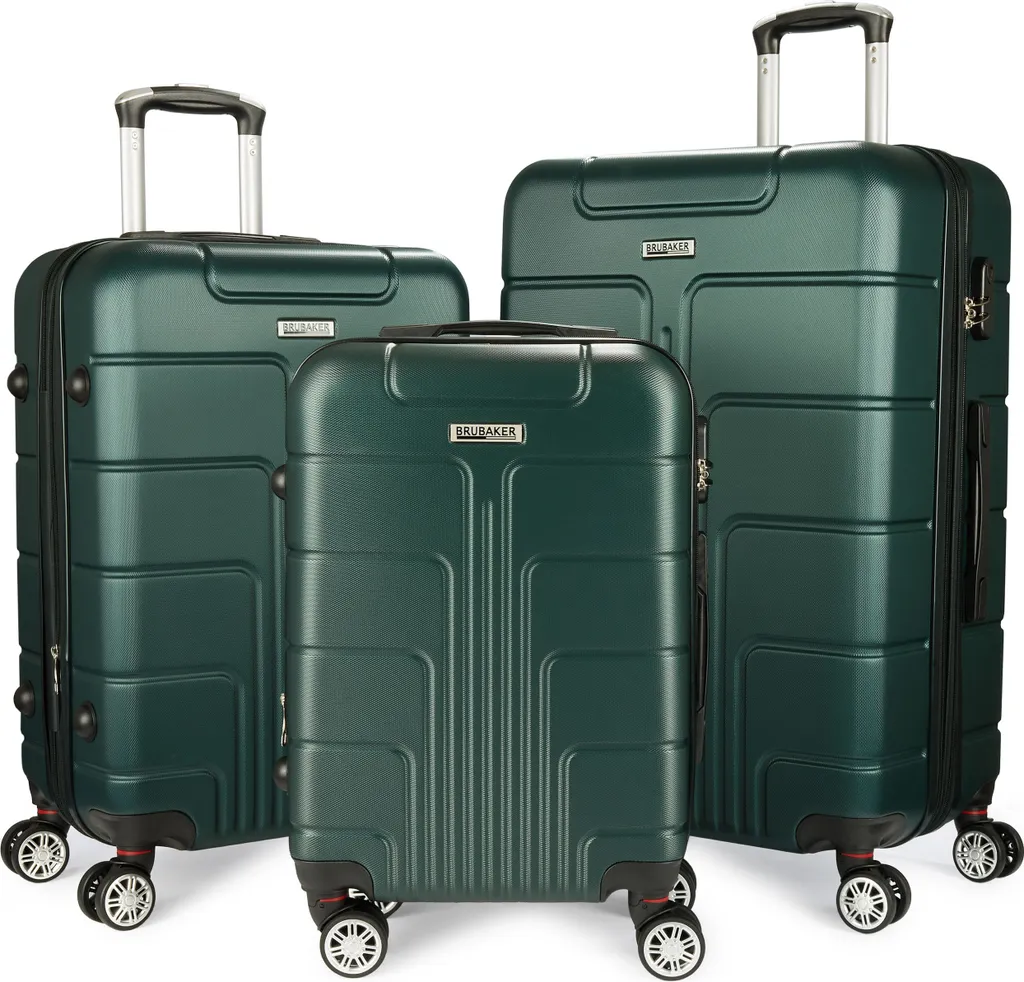 Set de Valises de Voyage Rigides et Extensibles avec 4 Roues Vertes