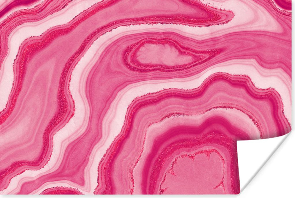 MuchoWow Poster Rosa - Geode - Achatstein - Edelsteine 120x80 cm - Bilder