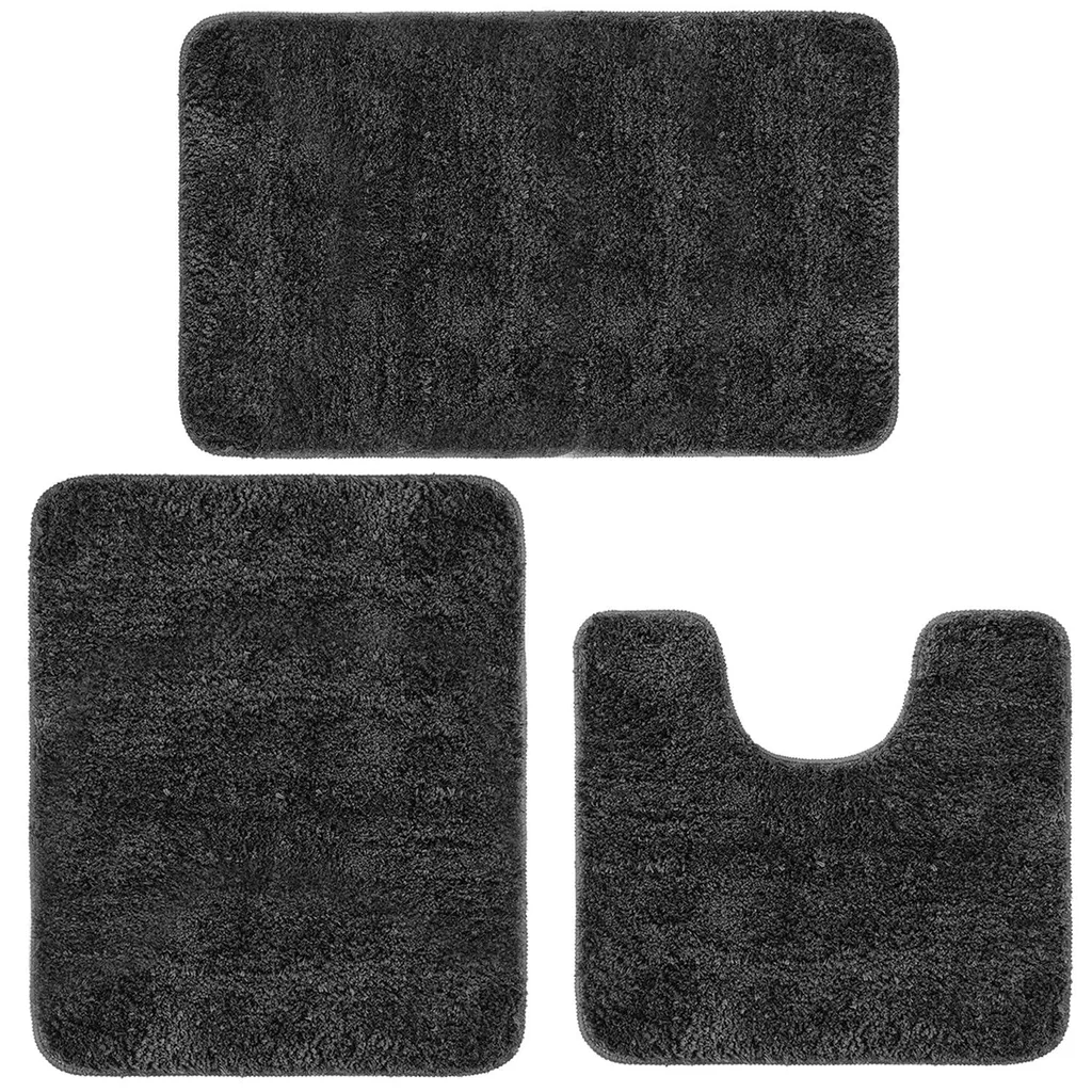 Ensemble tapis de bain antidérapant et lavable en machine lot de 3