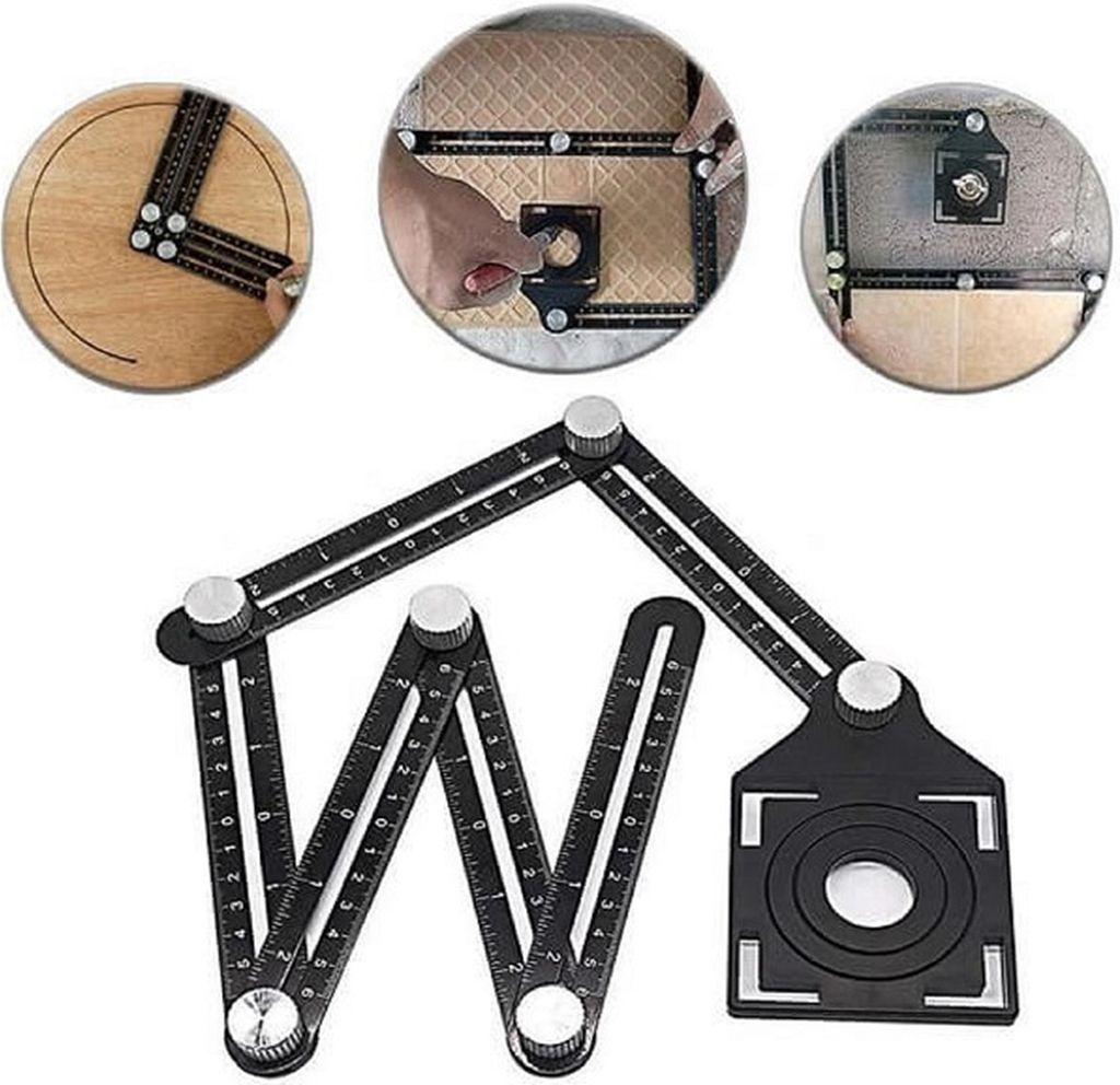 Professionelles einstellbares Messwerkzeug - 6 Arme - Schwarz KP36866