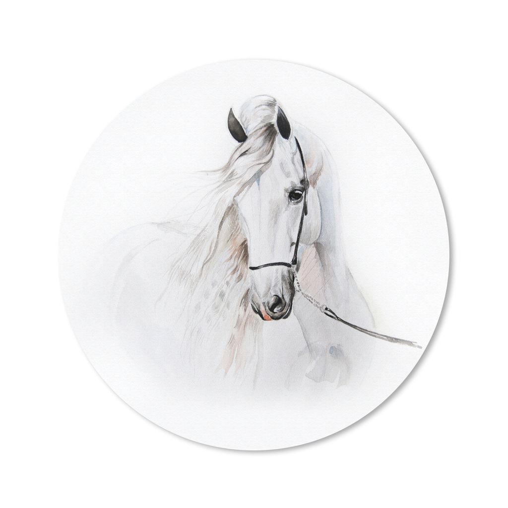 MuchoWow Mauspad Mousepad Pferd - Aquarell - Tiere - Weiß 30x30 cm - Mousepads - Maus Mat - Pad - Mausunterlage - Tischunterlage - Schreibtischm...