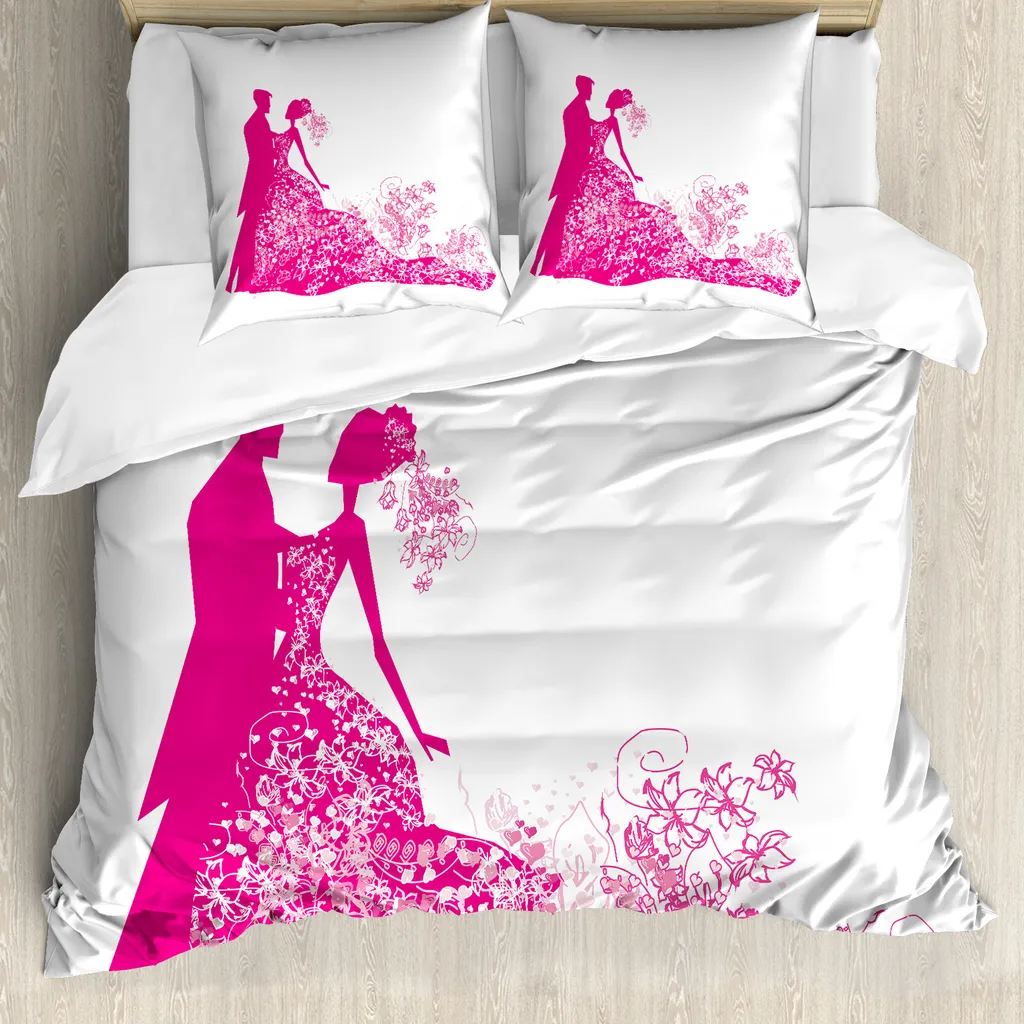 Set Letto ABAKUHAUS 155x220 cm - Antiacaro Magenta e Bianco