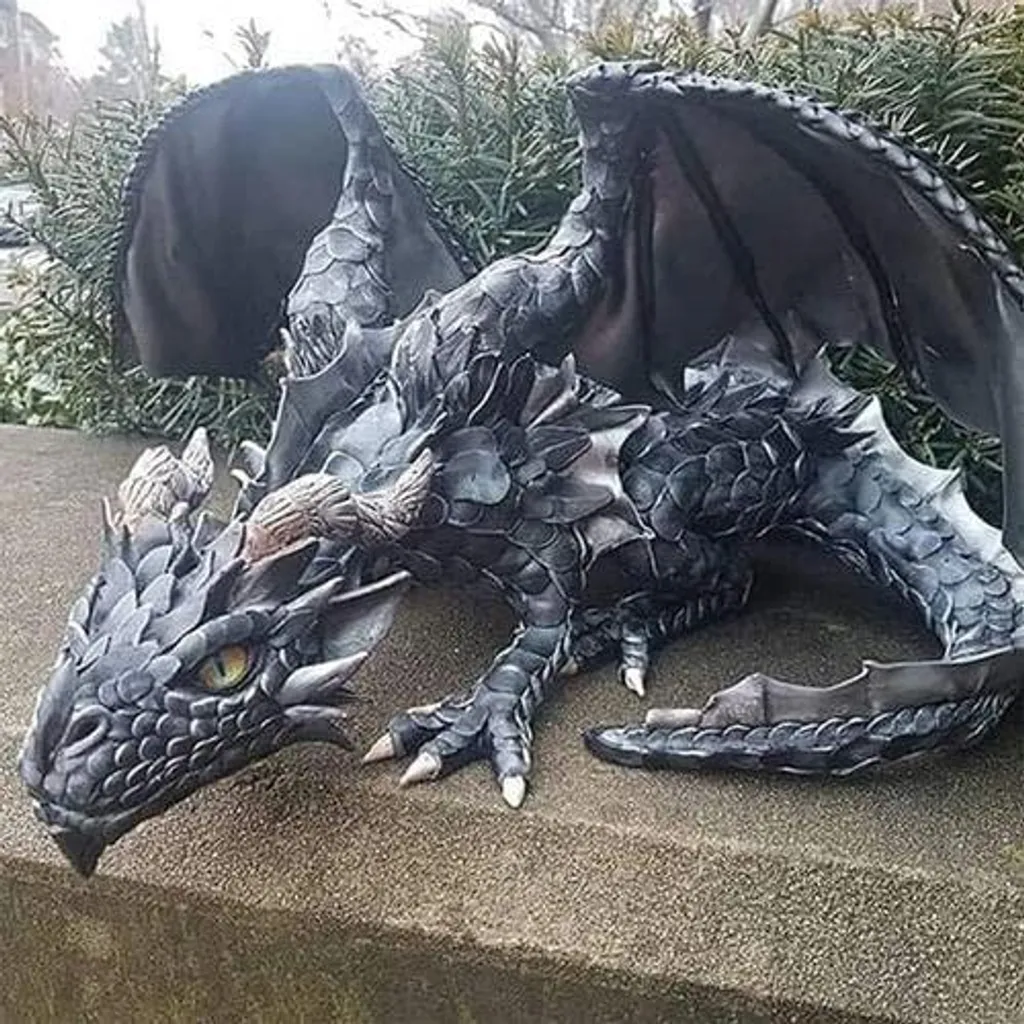 Sculpture dragon en résine durable, statue de garde pour pelouse et cour