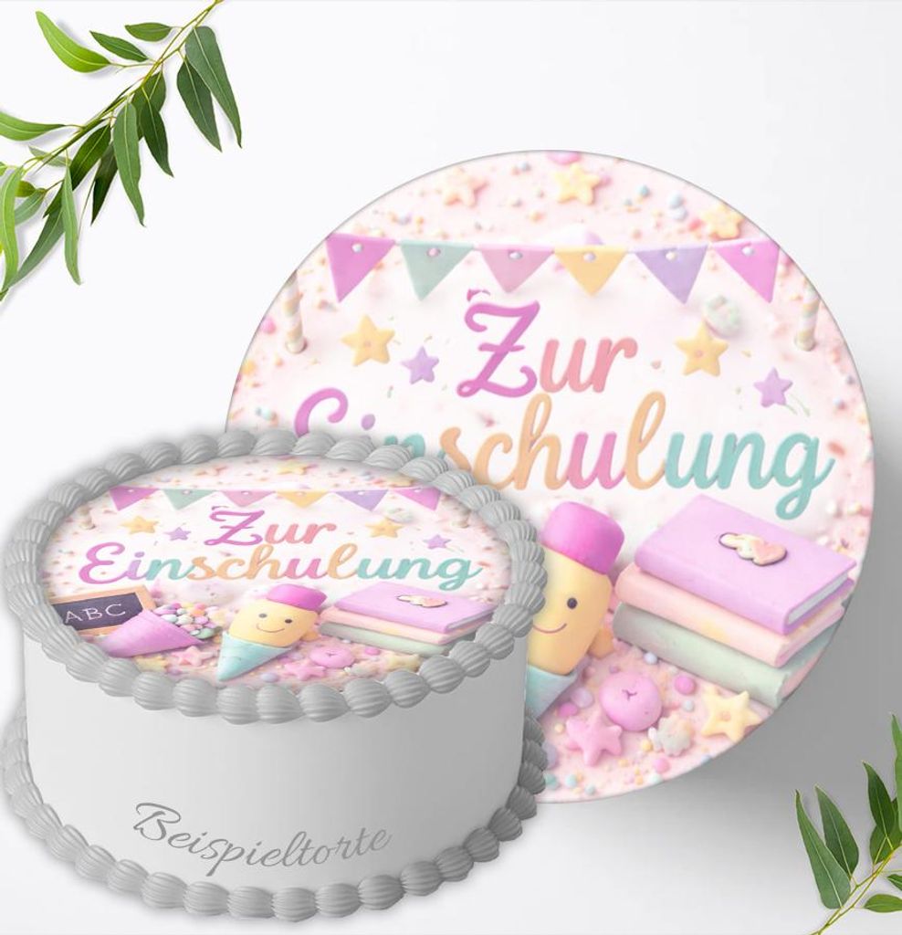 Tortenaufleger Einschulung personalisiert – essbares Produktbild 