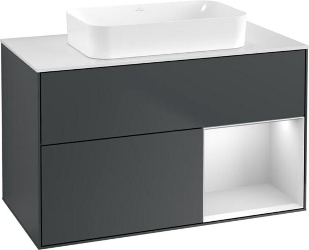 V&B Waschtischunterschrank Wandbeleuchtung Finion 100x60,3 cm, Rg r w m Lac, md bl. m Lac