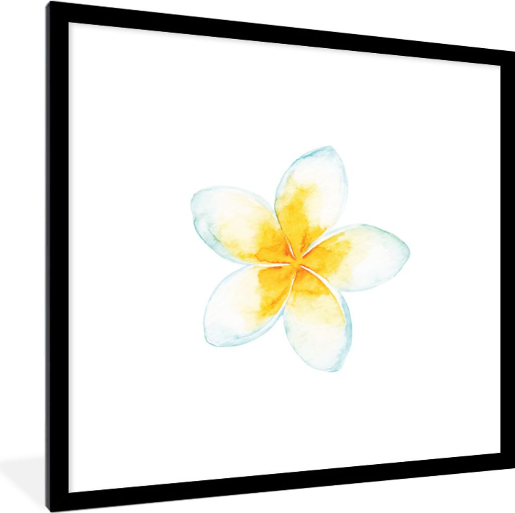 MuchoWow MuchoWow Gerahmtes Poster Aquarellfarbe - Blume - Tropisch 40x40 cm - Poster mit zchwarzem Bilderrahmen - Poster - Plakat im Rahmen