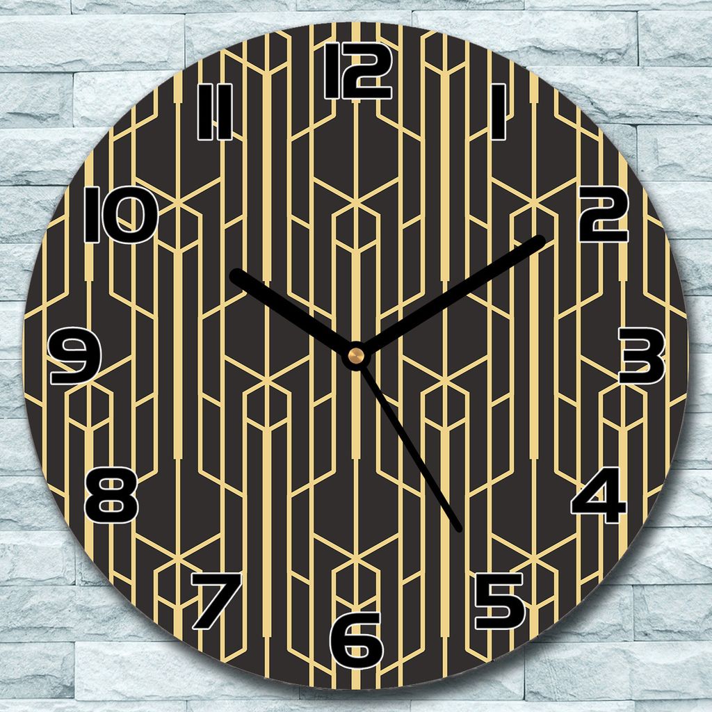 Wanduhr aus Glas Rund fi 30 Abstrakt gold Kunst Quarz Deko Schlafzimmer Büro