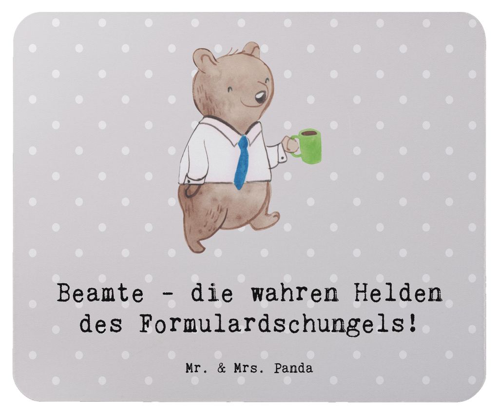 Mr. & Mrs. Panda Mousepad Beamtin Heldin - Grau Pastell - Geschenk, Mutter, Anerkennung, Mauspad, pc mausunterlage, Mouse Pad, handgefertigte Gesch...