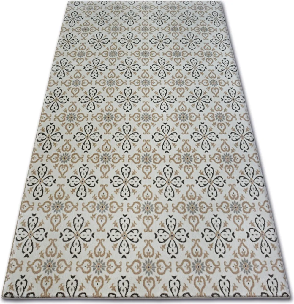 Tapis ARGENT W4949 Fleurs Crème Beige 160x220 cm pour Salon Élégant
