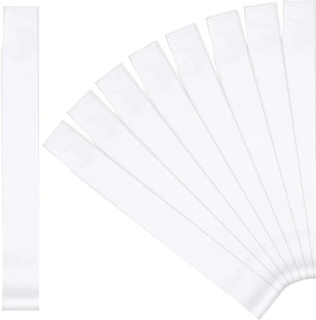Écharpe blanche personnalisable 9 pans en tissu satiné pour mariage