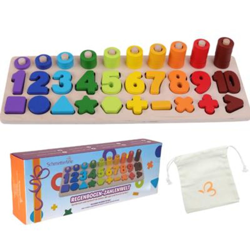 Holz-Zahlenpuzzle 'Regenbogen-Zahlenwelt'