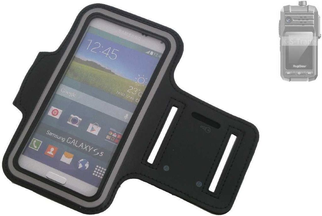 Kompatibel mit RugGear RG440 Neopren Jogging Armband Sportarmband Oberarmband schwarz kompatibel mit RugGear RG440 mit Reflektor Streifen. Fitness