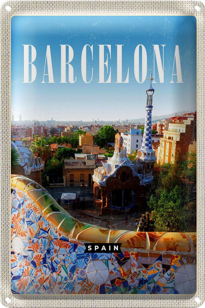 Blechschild Reise 18x12cm Barcelona Spanien Reise La Pedrera