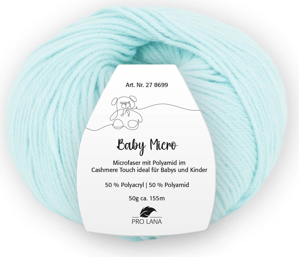 Pro Lana Baby Micro Garn super weich – 50% Polyacryl & 50% Polyamid, , ideal für Babydecken & Babykleidung 61 mint