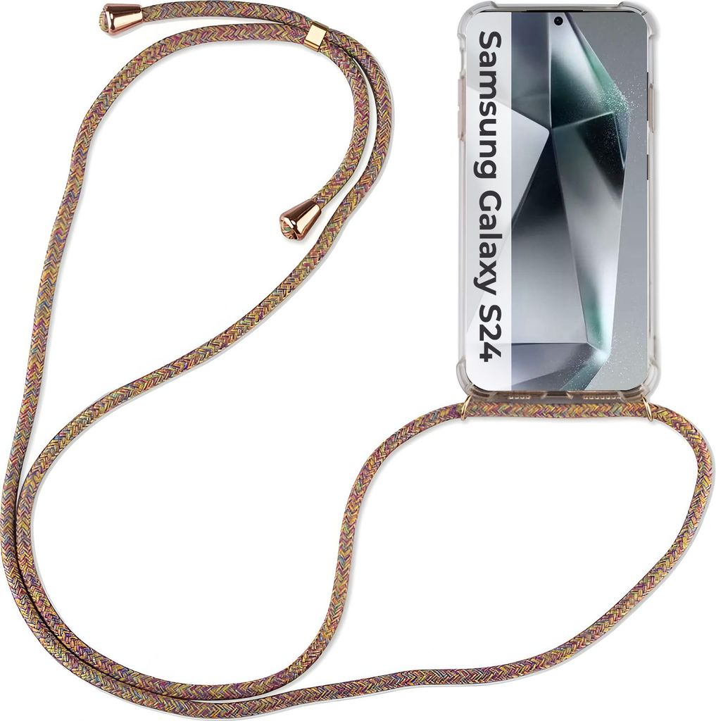 Handykette für Samsung S21 S22 S23 S24 FE Plus Ultra Handyhülle mit Band Hülle Galaxy S24 Rainbow
