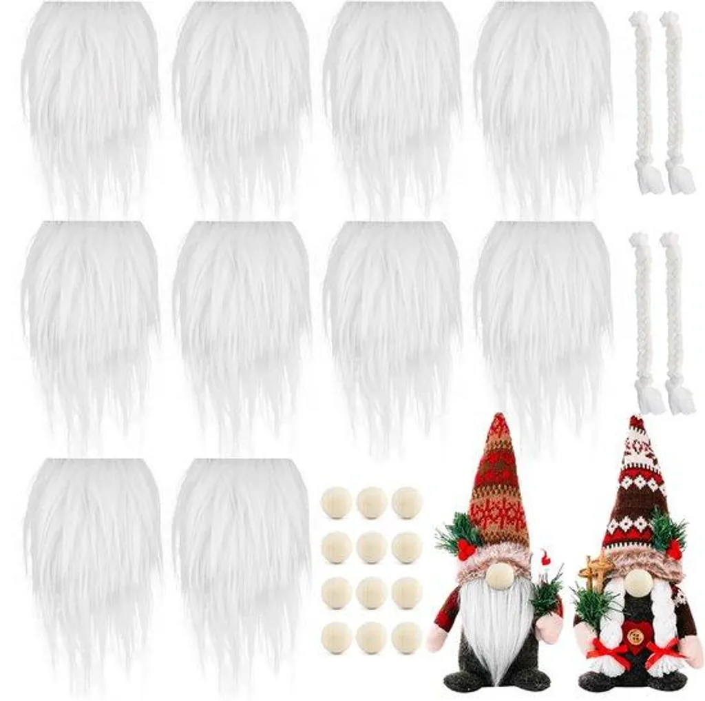 Kit DIY gnomes de Noël avec perles bois, céramique et barbe lot de 10