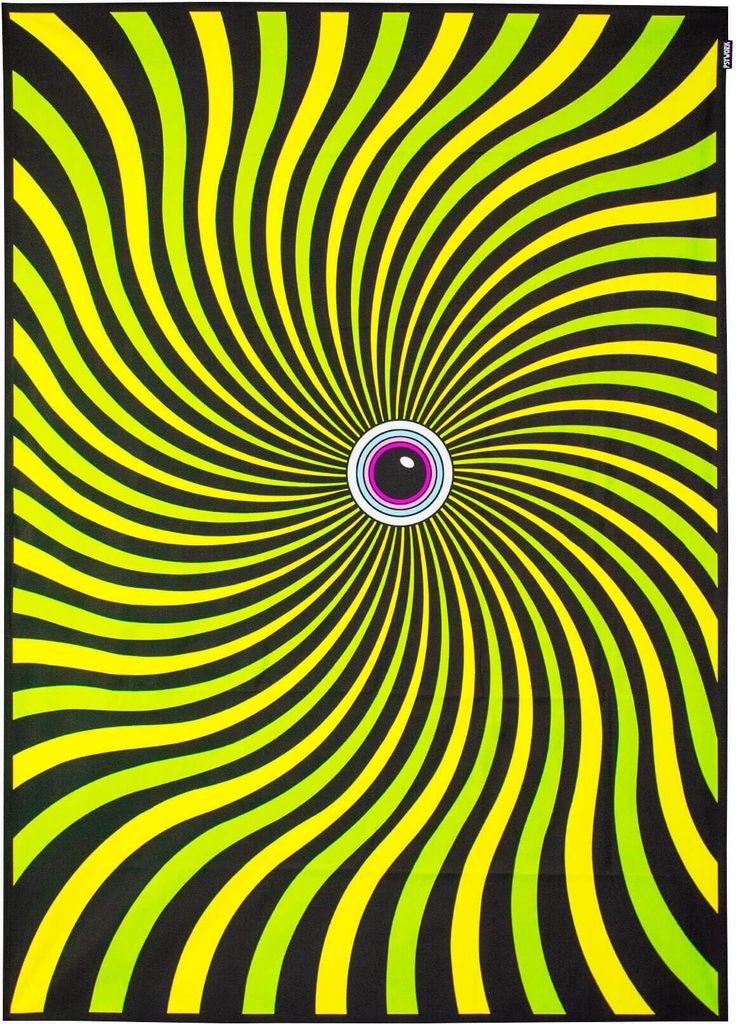 PSYWORK Schwarzlicht Stoffposter Neon "Psy Waves Green", 1,0x1,4m