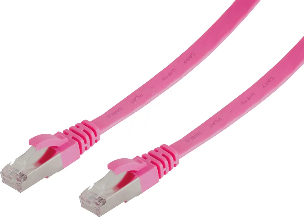 Câble RJ45 0,5m CAT 7 Plat Magenta pour Box Internet et Switch Slim