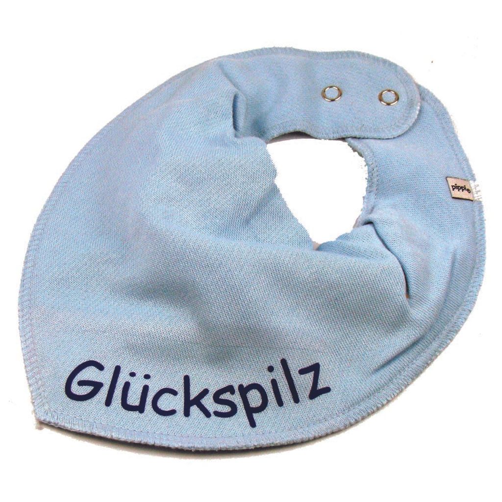 HALSTUCH mit Name oder Text personalisiert für Baby oder Kind aus Baumwolle in Einheitsgröße verschiedene Farben.Halstuchfarbe:Hellblau