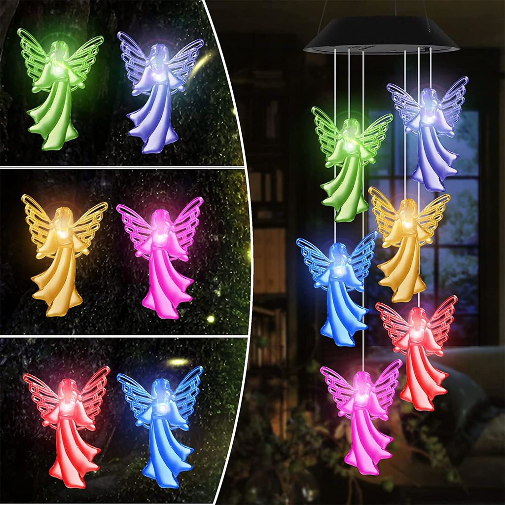 Farbwechsel LED Solar Solarleuchte Schmetterling Windspiel Lichter Garten Dekor 