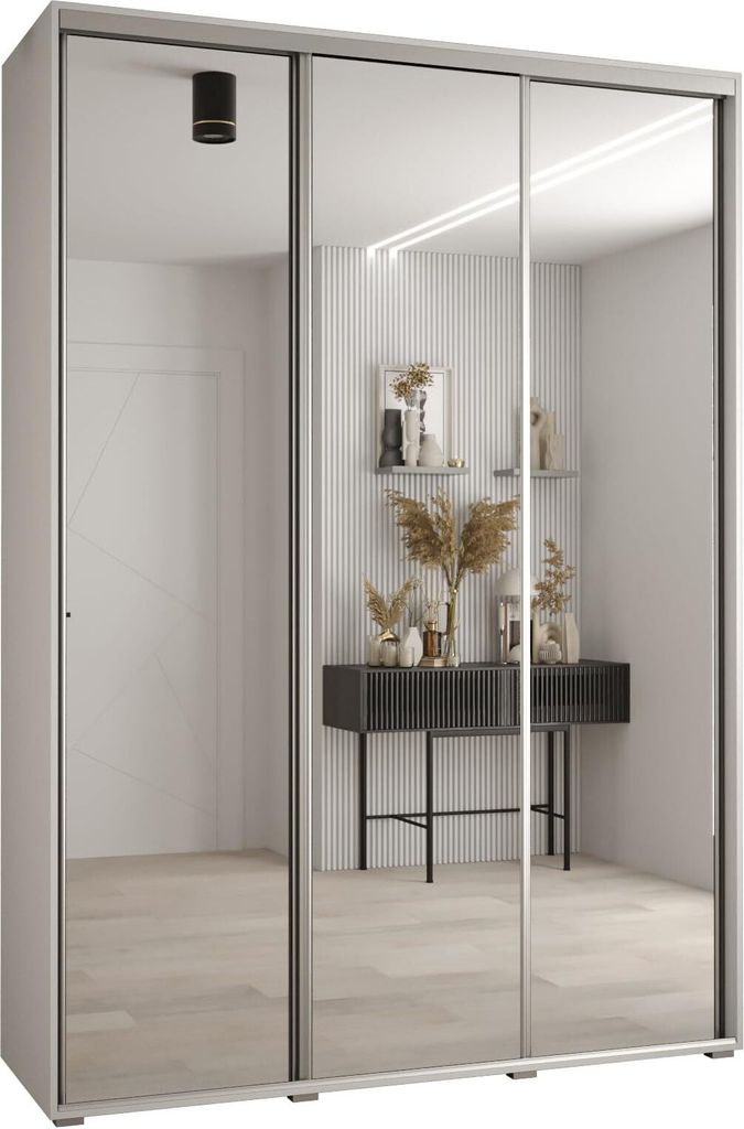 MEBLE KRYSPOL Davos 2 Schrank, drei Türen - 235,2x170x45 cm - Weiß Weiß Silber