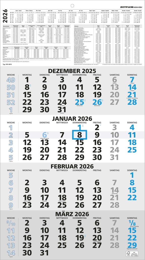 Calendario quadrimestrale Immagine del prodotto 