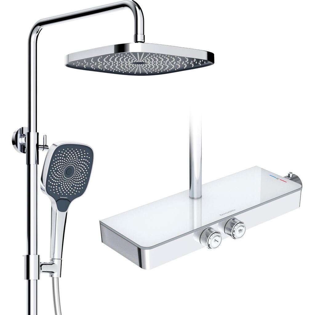 Rainsworth Duschsystem mit Thermostat und Glasablage Chrom Produktbild 