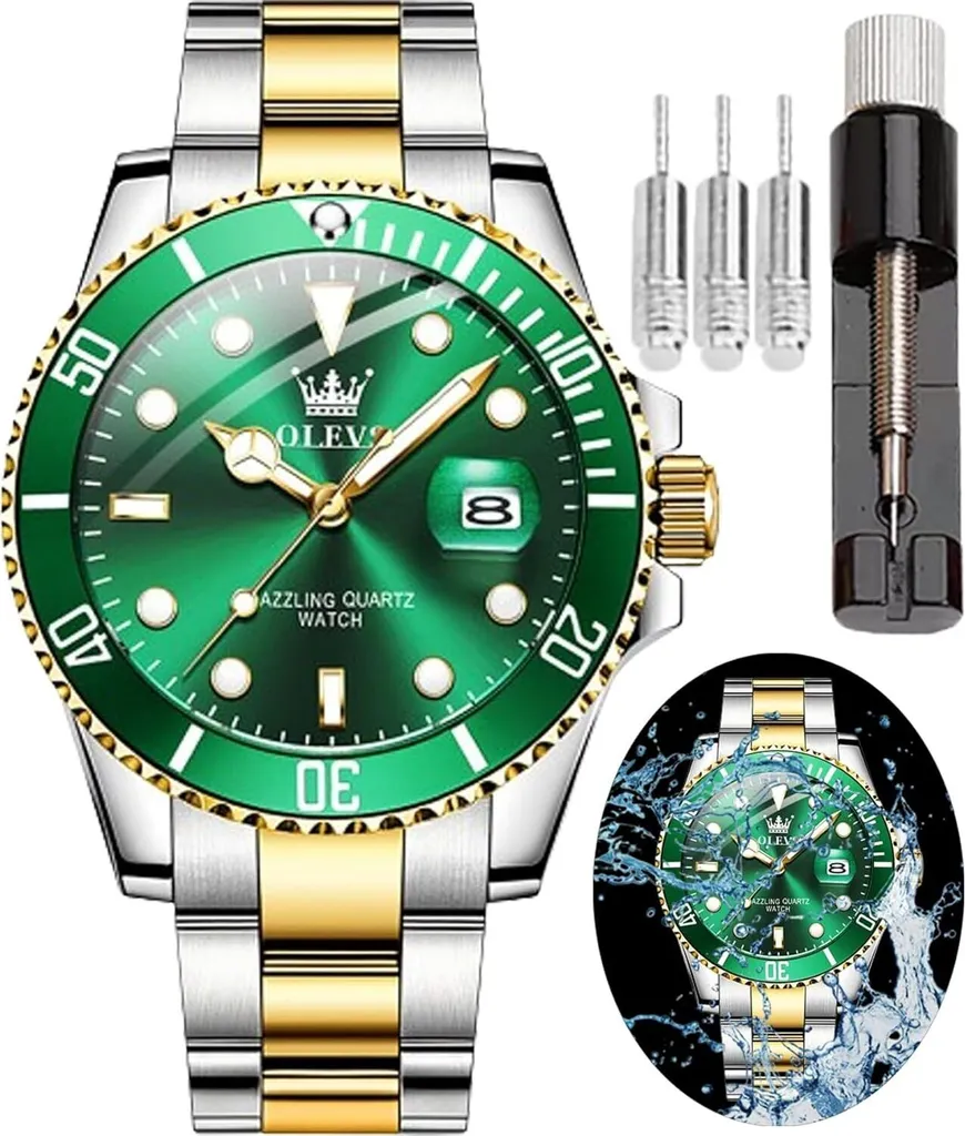 OLEVS Orologio al Quarzo - Acciaio e Diamanti - Stile Senza Tempo
