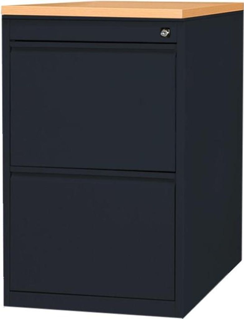 Stahl Büro Standcontainer Bürocontainer mit Hängeregistratur Schwarz/Buche-Nachbildung