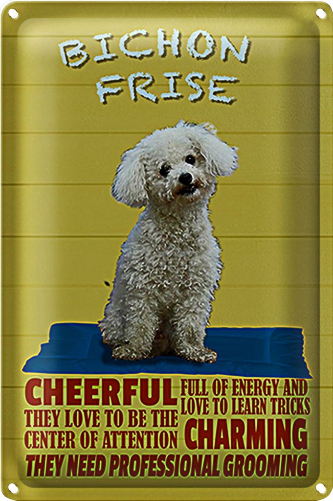 Blechschild Spruch 18x12cm Hund Bichon Frise cheerful