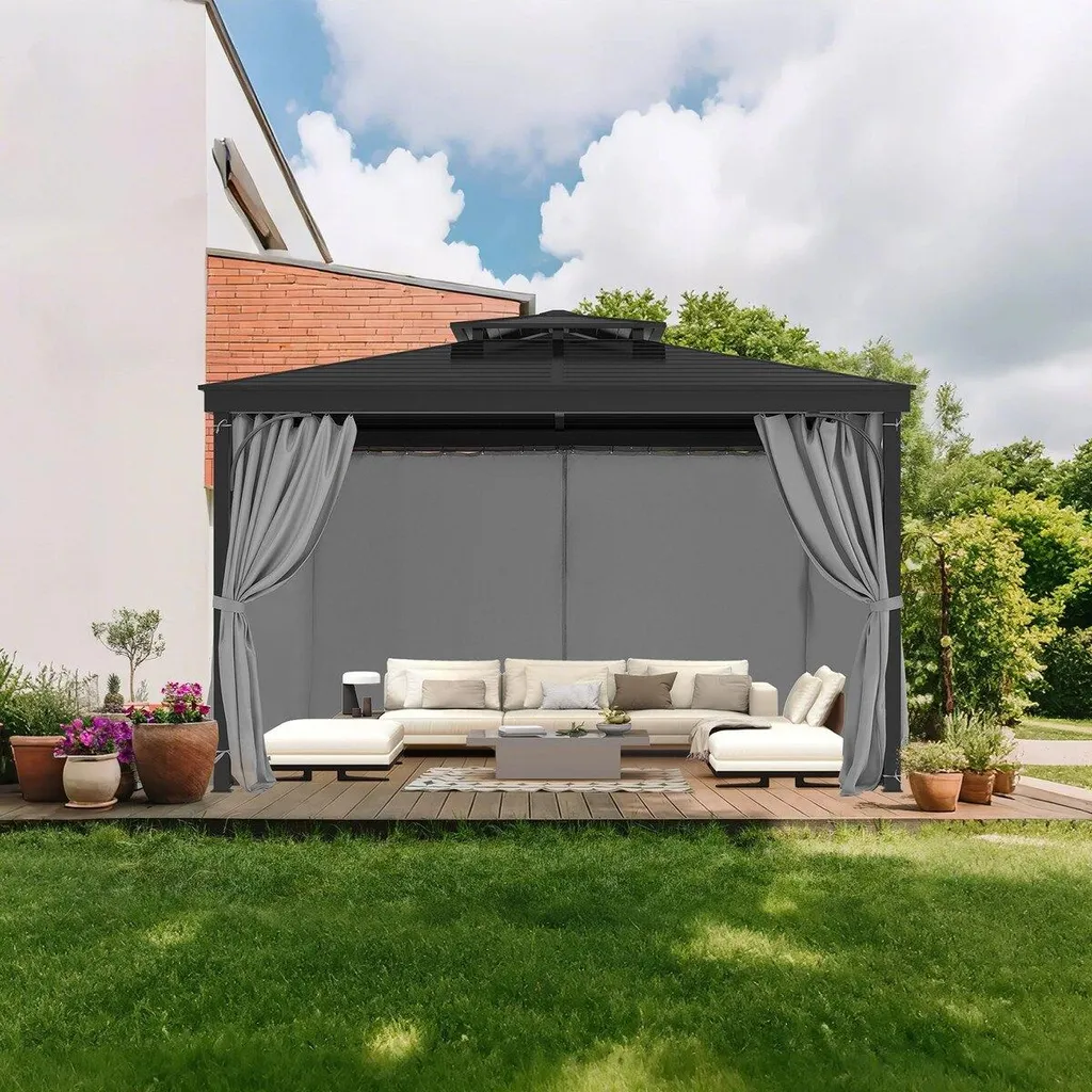 Tende Gazebo 10x10 Grigio per Famiglia | Privacy e Comfort in Giardino - 8