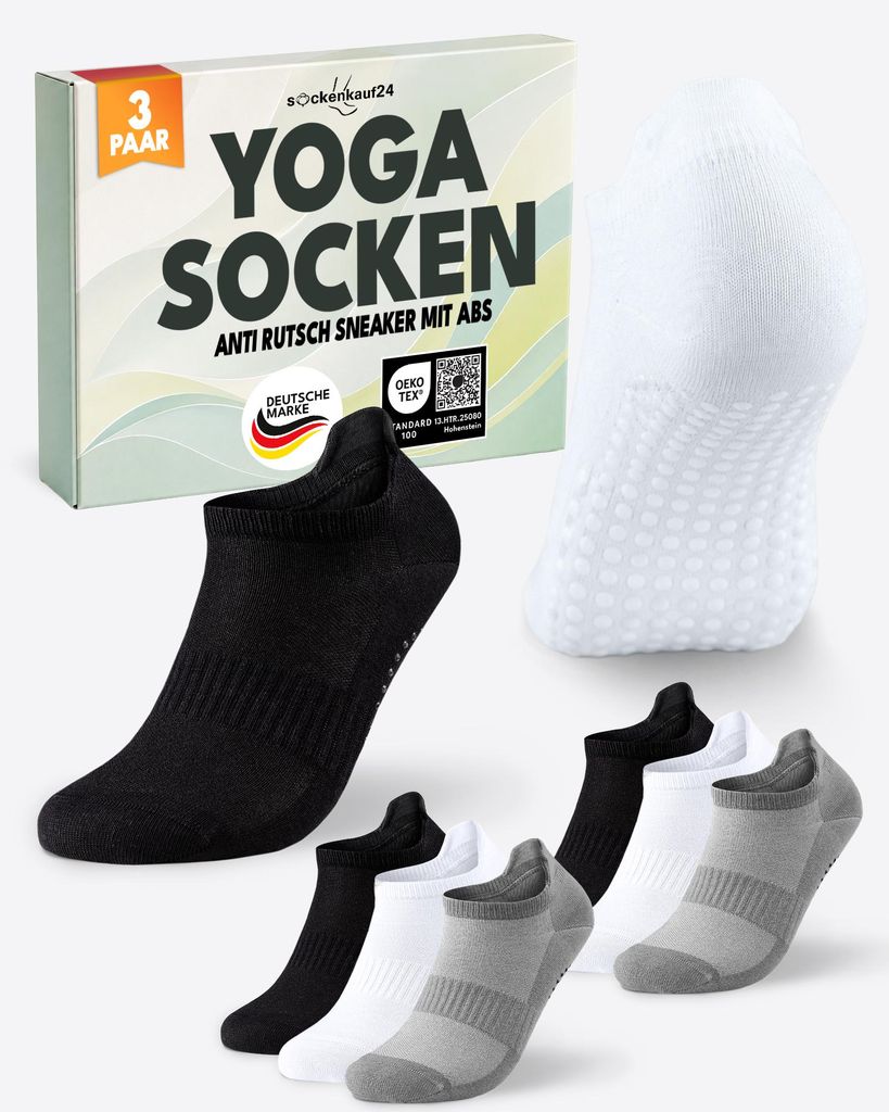 Pilates Yoga Sneaker Socken  Damen Herren ABS-Noppen - Produktbild 