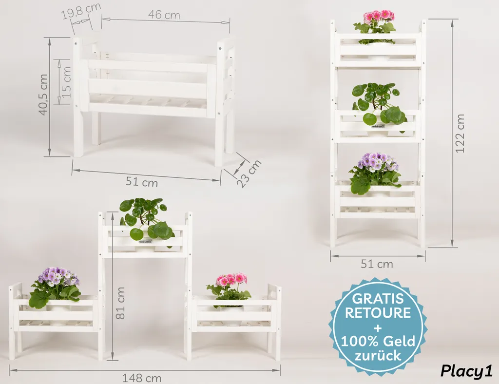 Étagère de Fleurs Verticale Gain de Place Support Bois pour Petits Espaces